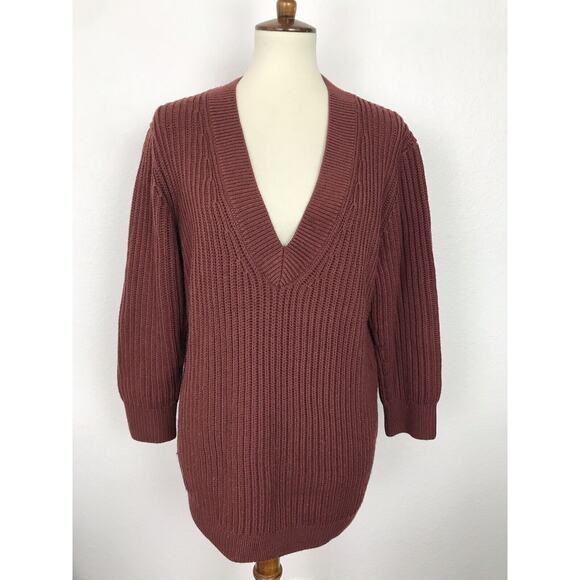 Aritzia Babaton Oversize Pullover Stretch Knit V Neck Wool Sweater - Picture 1 of 10